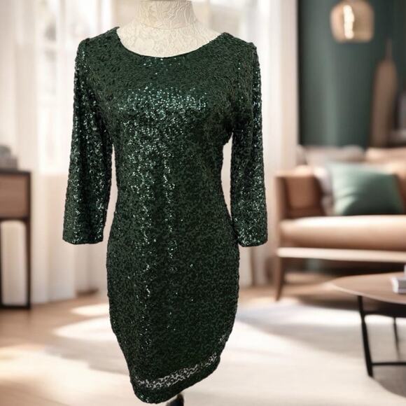 Express HOLIDAY sequin green dress size 10. NWT - Picture 8 of 8